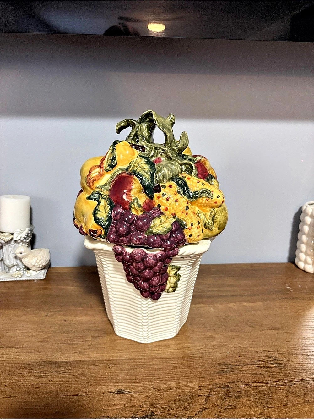 Vintage Harvest Fruit Basket Decorative Ceramic Decor
